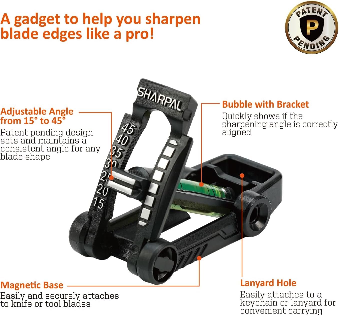 SHARPAL 194H Whetstone Knife Blade Sharpener Sharpening Stone Angle Guide, Chisel/Plane Iron Blade Honing Guide, Knife Edge Angle Finder, Knife Sharpening Trainer (Angle from 15° to 45°) - Image 2