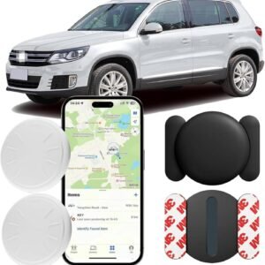 Car GPS Tracking Device for Vehicles,Cars etc,Real Time GPS Tracker Work with Apple Find My (iOS Only),Mini Hidden Car Tracker with Magnetic Waterproof Case,No Monthly Fee (Black,2PCS)