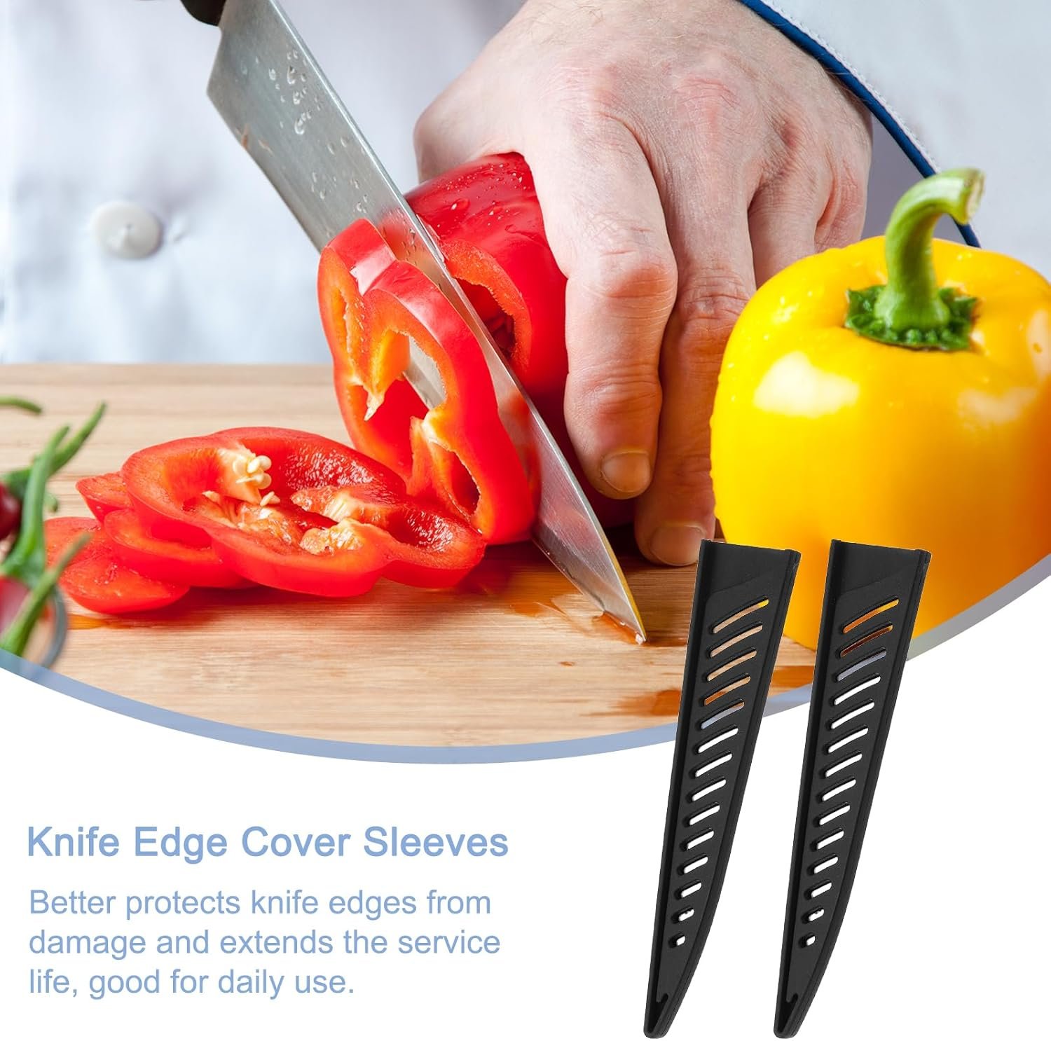 uxcell 3Pcs Knife Cover Sleeves Blade Edge Guards for 6" Boning Knife Protector Universal Blade Sheath for Kitchen, Black - Image 5