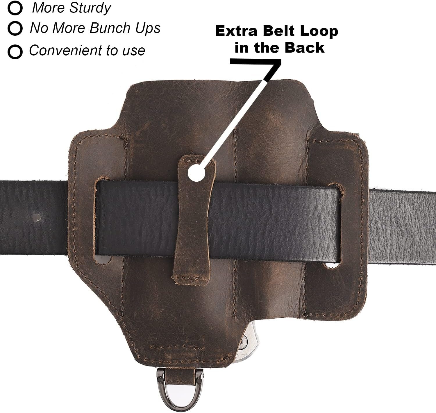 Topstache Leather Multitool Sheath,EDC Belt Organizer for Work and Daily Use,Leatherman Sheath,EDC Pocket Organizer for Flashlight and Multitool,Gifts for Men for Multitool,Darkbrown - Image 3