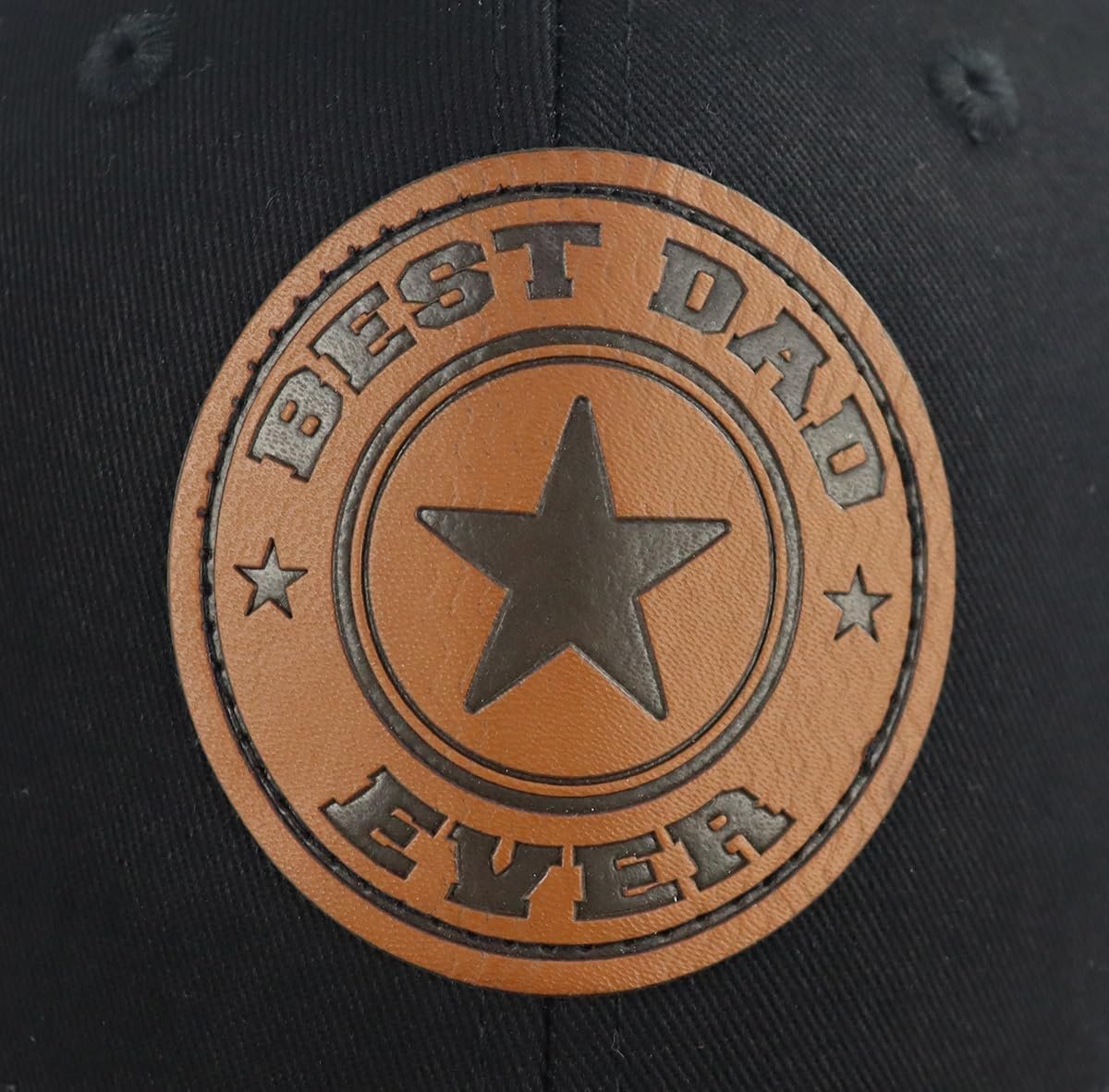 World Best Dad Ever Trucker Hat with Leather Patch, Adjustable Embroidered Washed Cotton Father Day Daddy Baseball Cap - Image 2
