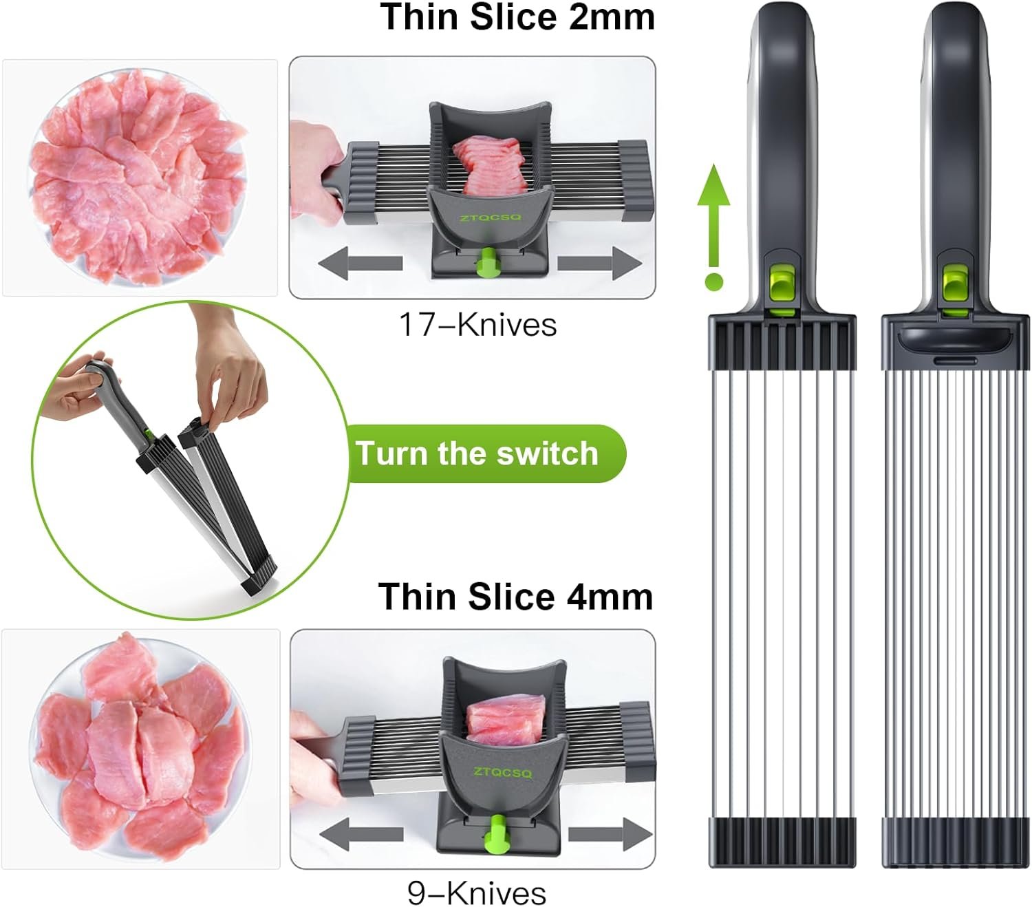 Fresh Meat Slicer Cleaver, Thickness Adjustable 2 or 4 mm, Manual Fresh Meat Cutter, Fresh Meat Slicing Shredding, Fresh Beef Pork Mutton for Home Cooking BBQ Hot Pot Meat Slicer, Meat Cleavers - Image 7