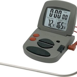 Taylor Programmable with Timer Instant Read Wired Probe Digital, Meat, Food, Grill BBQ Cooking Kitchen Thermometer with Timer, Gray