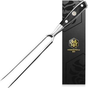 KESSAKU Meat Fork – 7 inch – Dynasty Series – Dual-Prong Carving & BBQ Fork – Forged High Carbon Stainless Steel – G10 Garolite Handle