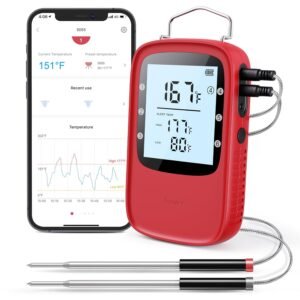Govee Bluetooth Meat Thermometer, Digital Meat Thermometer for Smoker Oven, Grill Thermometer with 2 Probes, Timer Mode, Smart LCD Backlight BBQ Thermometer for Cooking Turkey Fish Beef