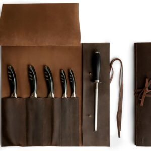 Rustic Leather Knife Roll Case, Durable Chef Knife Bag for Professional Chefs, Knife Roll Bag, Portable Carrying Case for Knives and Tools, Ideal for Culinary Travel, Knife Bags for Chefs Professional