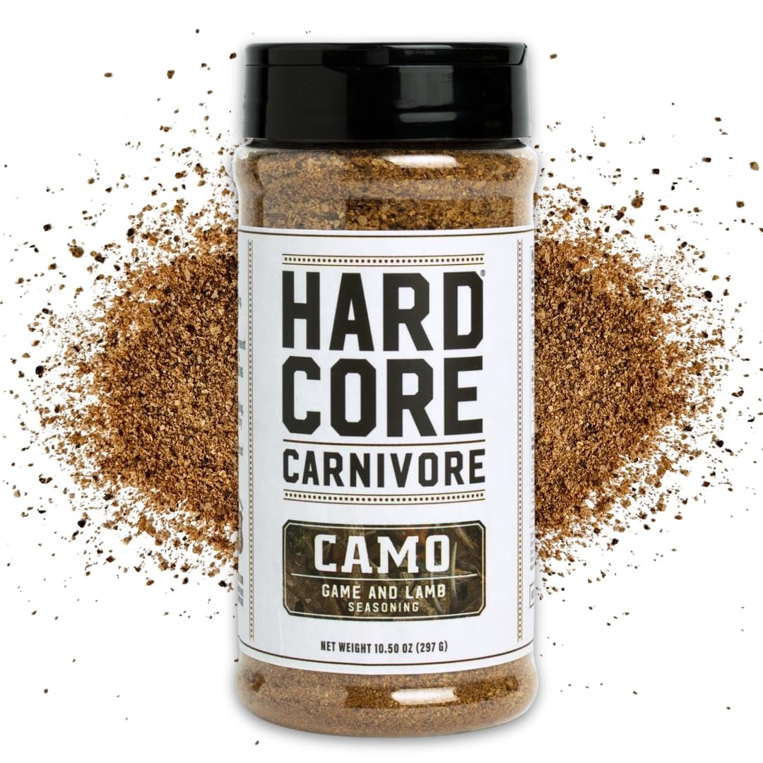 Hardcore Carnivore Camo - Wild Game and Lamb Seasoning (10.5 oz Shaker) Bold Texas-Made Spice Blend for Venison, Elk, Duck, Lamb and More