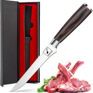 imarku Boning Knife, German High Carbon Stainless Steel Professional Grade Boning Fillet Knife, 6-Inch Deboning Knife, Pakkawood Handle for Meat and Poultry, Gifts for Men and Women
