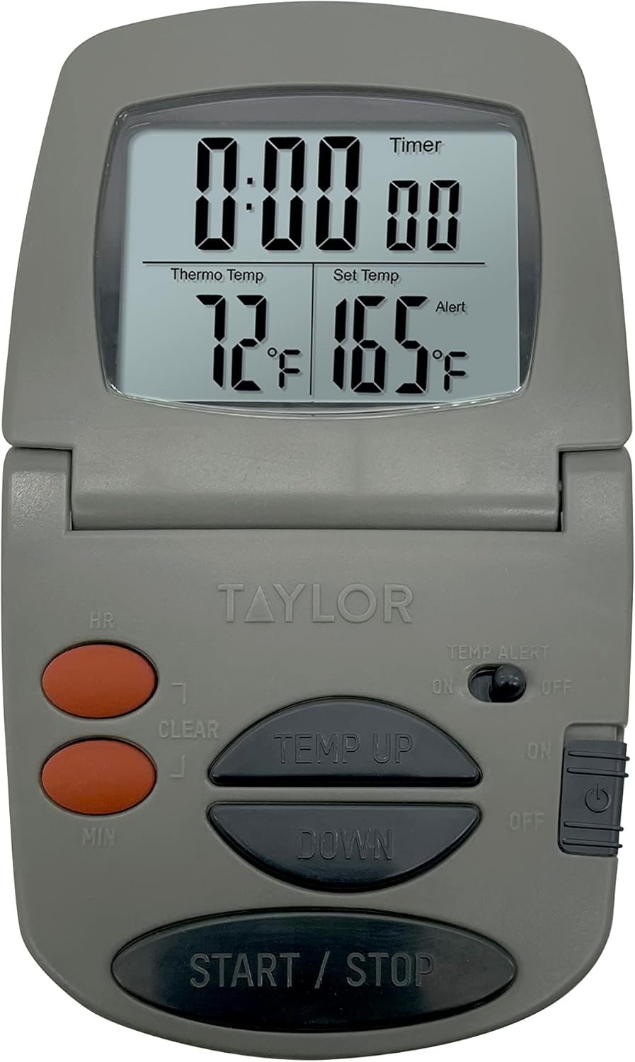 Taylor Programmable with Timer Instant Read Wired Probe Digital, Meat, Food, Grill BBQ Cooking Kitchen Thermometer with Timer, Gray - Image 8