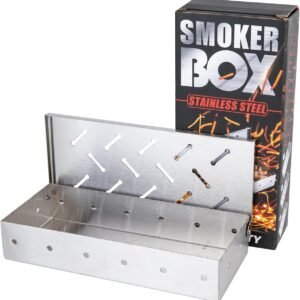Smoker Box for Grill,Wood Chip Smoker Box,Stainless Steel Pellet Smoking Box for All Grills Gas Oven,Hinged Lid, Heavy Duty BBQ Accessories Party Gift for Dad Men Barbecue Outdoor