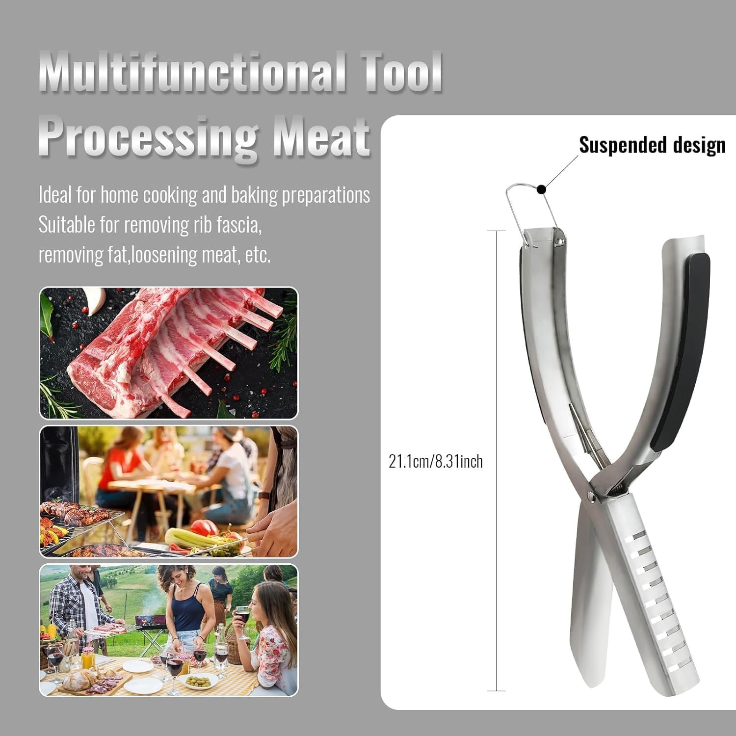 Rib Prep Tool,Rib Membrane Remover Tool,Stainless Steel Rib Membrane Remover Tool,Ergonomic Design for Effortless BBQ Rib Preparation(B-1) - Image 2