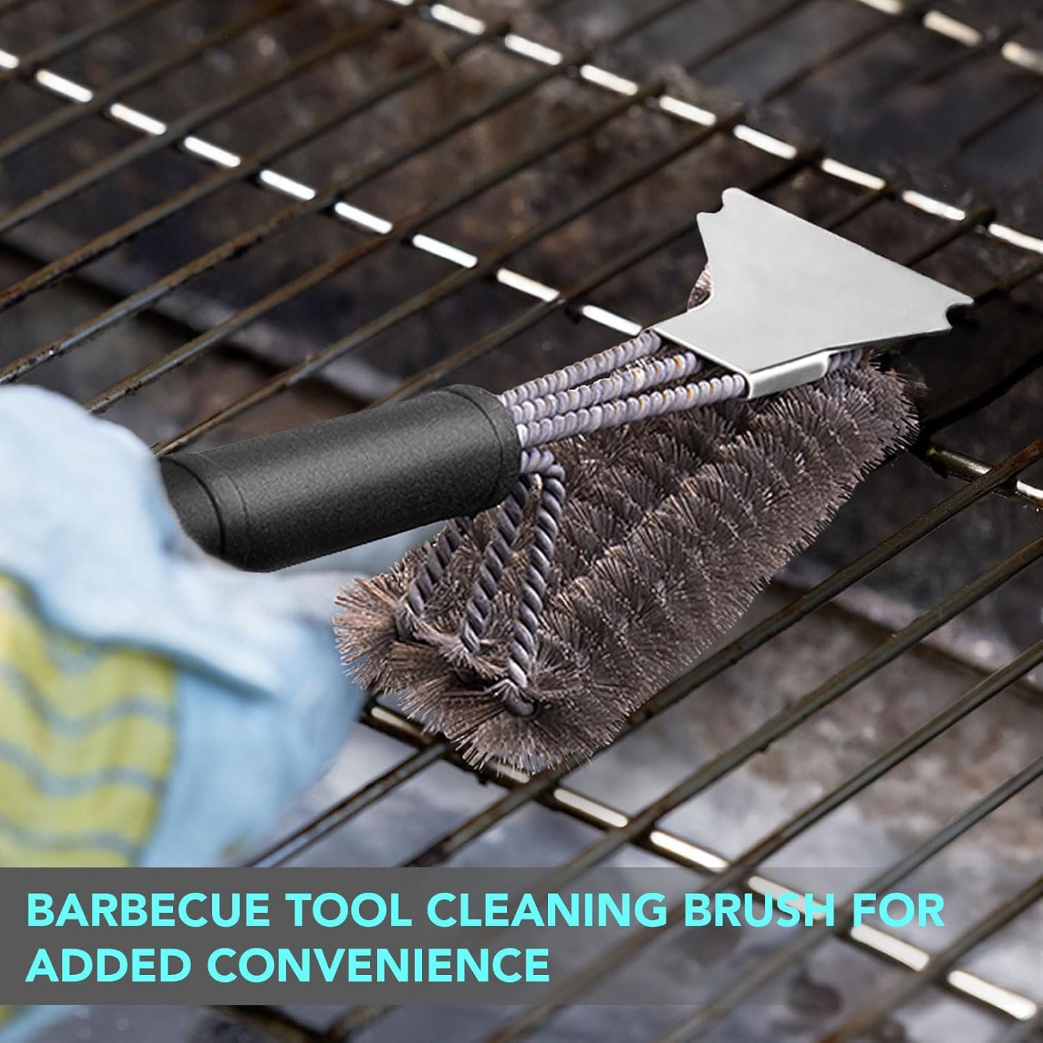 5-Piece Good Grips BBQ Grill Tool Set – Extra Tough Metal Wire Brush Cleaner, Stainless Steel Spatula, Fork, Tongs, Basting Brush for Outdoor Grilling, Camping - Perfect Grill Gifts for Men Dad - Image 7