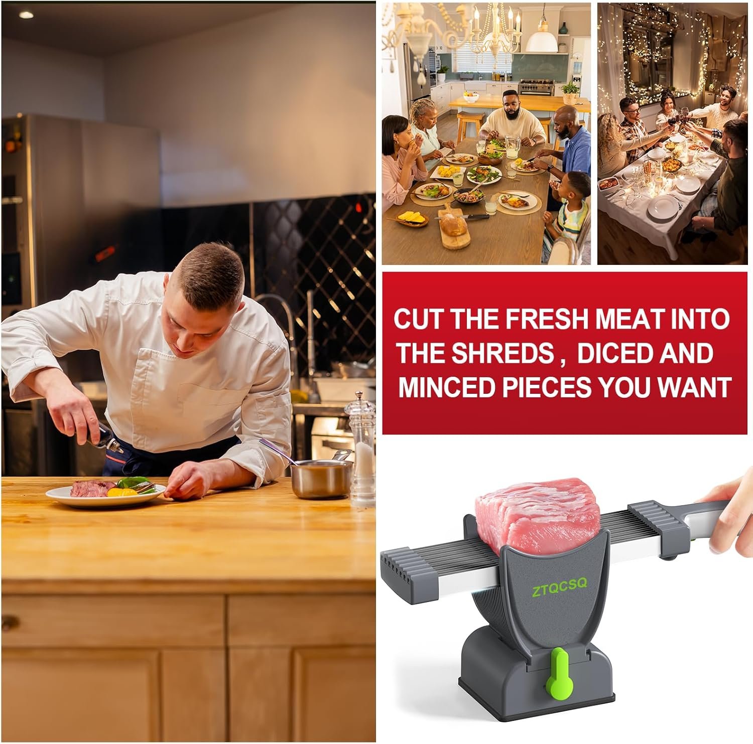 Fresh Meat Slicer Cleaver, Thickness Adjustable 2 or 4 mm, Manual Fresh Meat Cutter, Fresh Meat Slicing Shredding, Fresh Beef Pork Mutton for Home Cooking BBQ Hot Pot Meat Slicer, Meat Cleavers - Image 8