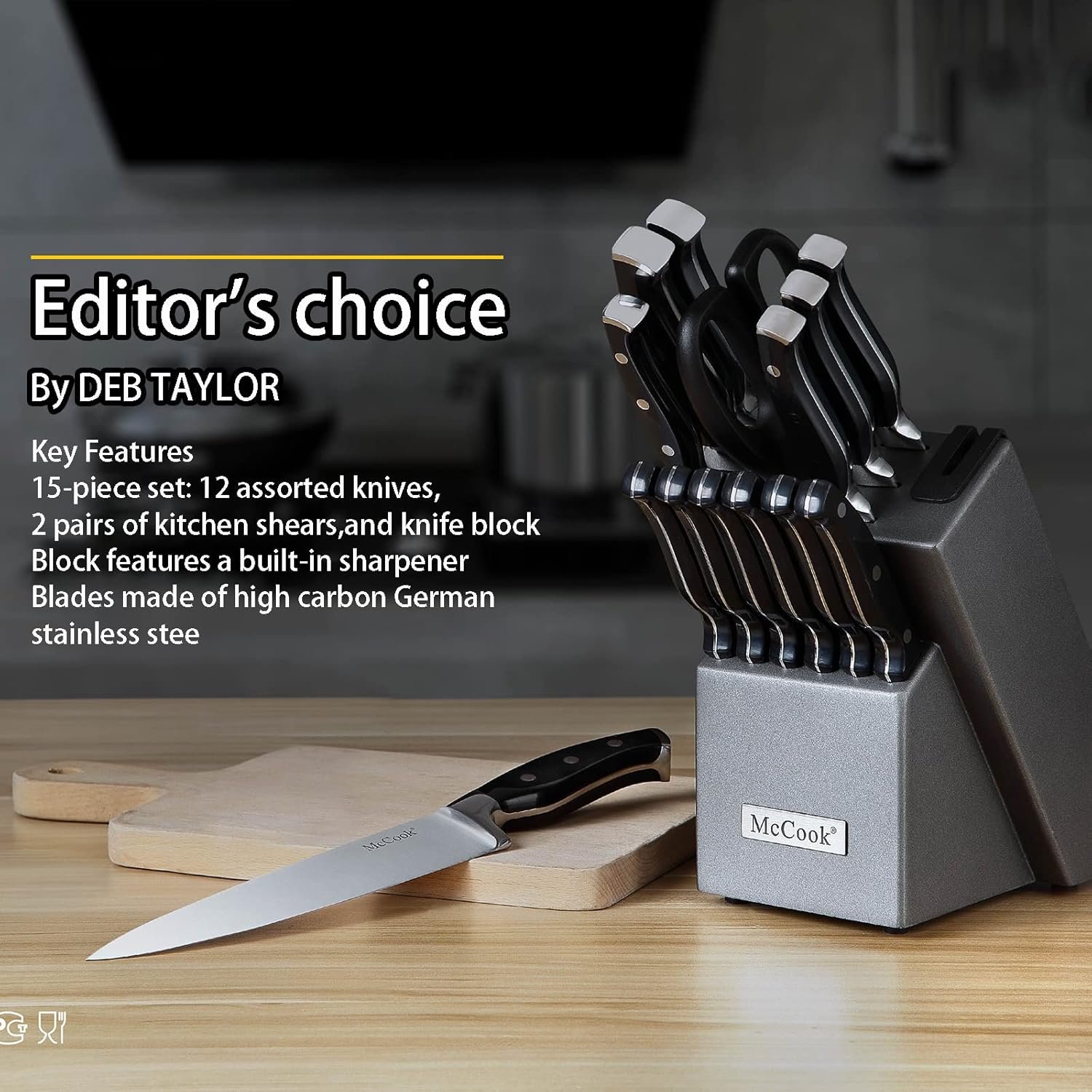 McCook® Knife Sets,German Stainless Steel Kitchen Knife Block Set with Built-in Sharpener - Image 4