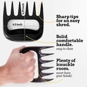 Elly Ultra Sharp Meat Gripping Lifting and Shredding Blades-Dishwasher Safe Pulled Pork on Grill Accessories Plastic Bear Claws, Black