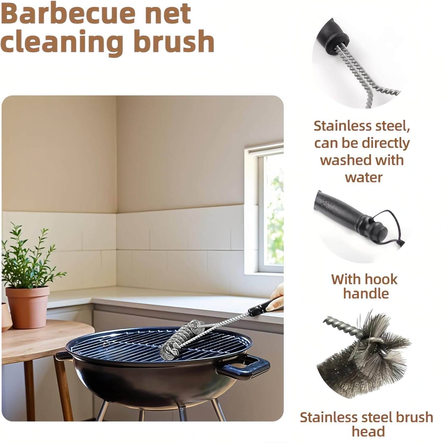 BBQ Bristles Grill Brush 12 Inch Heavy Duty Stainless Steel, Y Shape BBQ Brush with Long Handle & Extra Wide Head - Grill Cleaning Tool - Image 3