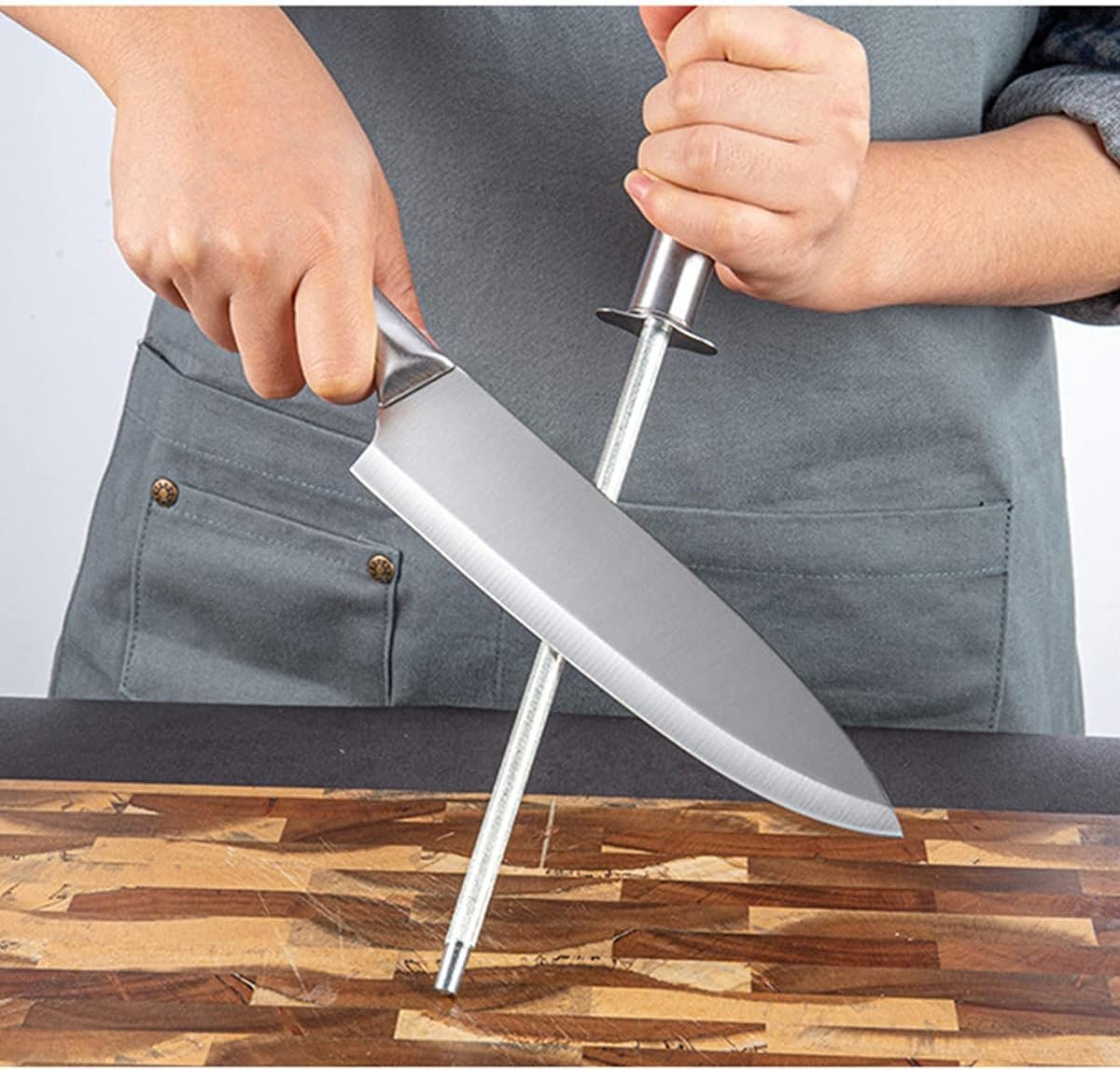 Knife Set, Professional Cleaver Knife Set with Wood Storage Block Stainless Steel Asian Butcher Knife Block Set with Sharpener,Sharp Cutlery Large Blade Cutting Knives Set - Image 8