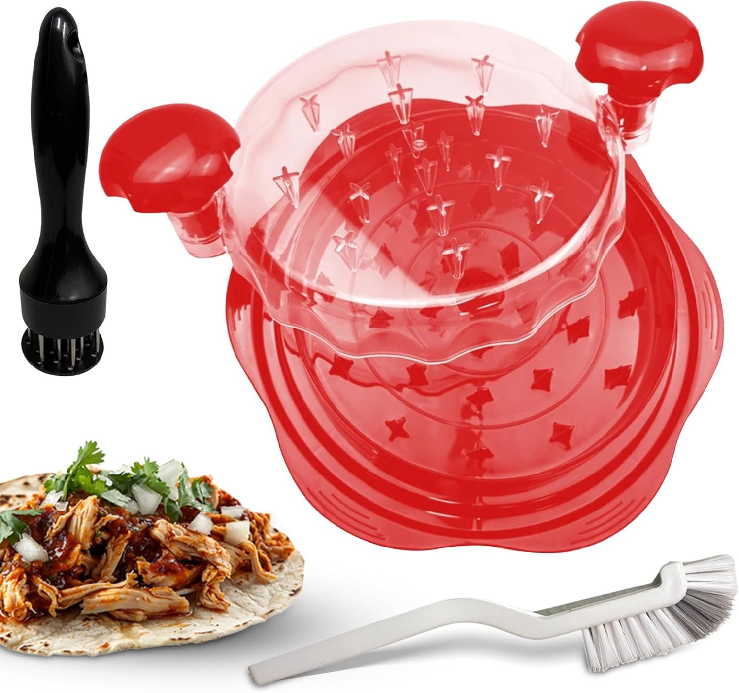 Chicken Shredder Tool Twist – Large Chicken Breast Shredder & Grinder with Meat Tenderizer & Cleaning Brush – BPA-Free, Ergonomic Design for Shredded Chicken, Pulled Pork, Beef & More