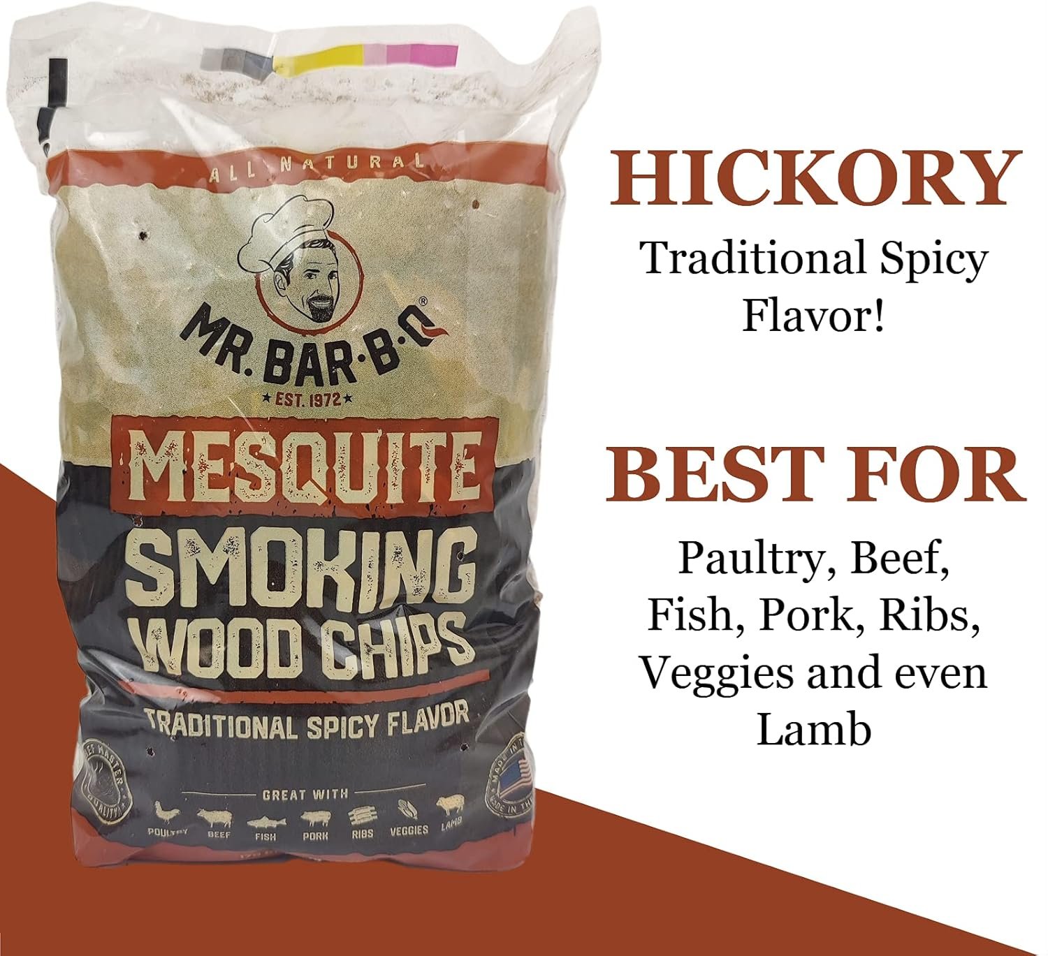 Wood Smoker Chips Bundle of 3 Flavors - Apple, Mesquite & Hickory Wood Chips by Mr. Bar-B-Q, Can be Used on Gas & Charcoal Grill, Variety of Flavors for Smokers, Grilling, BBQ, Camping(3 x 1.6 Lb Bag) - Image 4