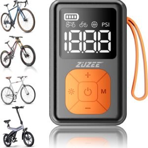 Mini Bike Pump, 150 PSI Portable Bicycle Pump with Gauge, 3X Faster & Auto Stop & Brushless Motor, Electric Bike Tire Pump with Presta and Schrader Valve for Road Bike, MTB, Motorcycle, Ball,etc