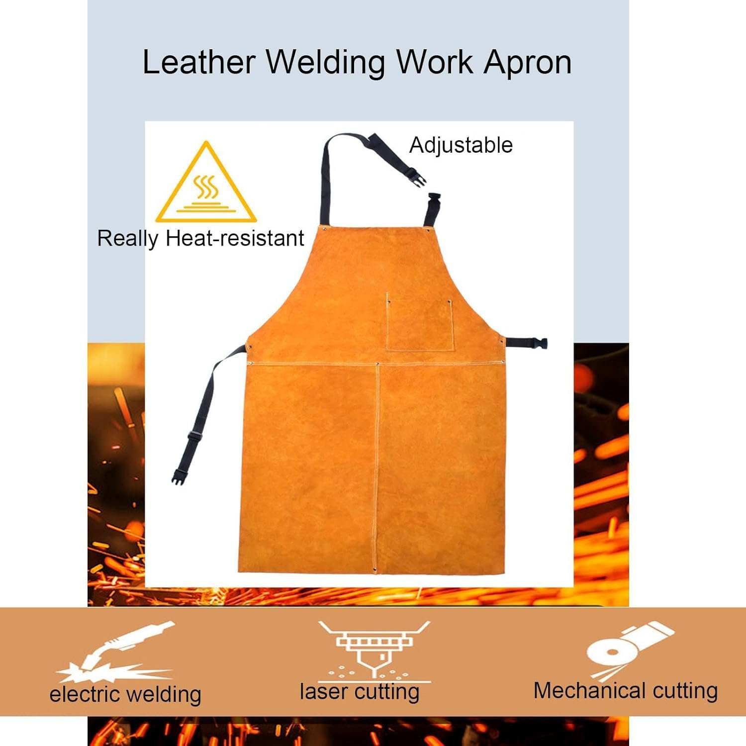 Leather Welding Work Apron for Men, Heat & Flame Resistant Bib Apron Tools Apron, Heavy Duty Blacksmith Work Apron, Suitable for BBQ/Welding/Cutting/Metal Processing - Image 8
