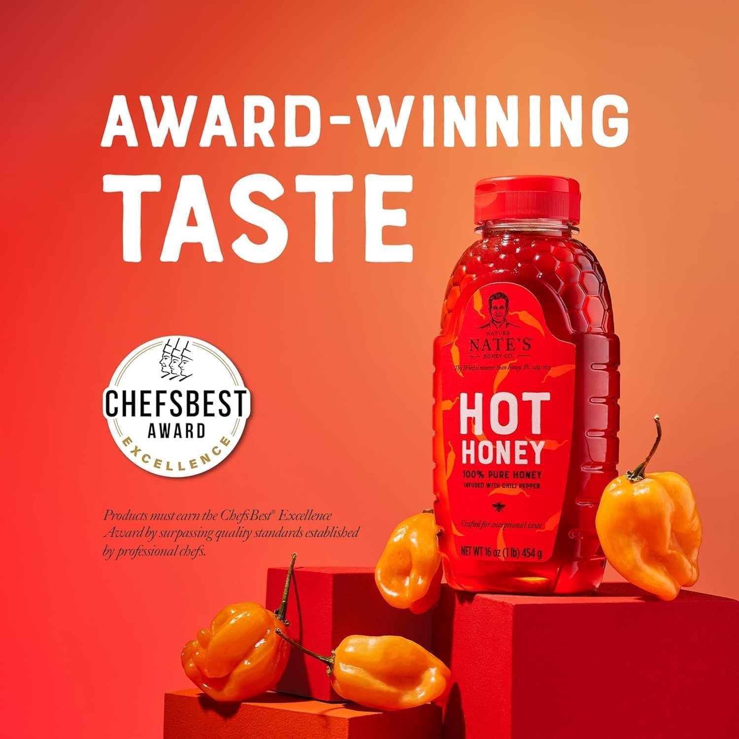 Nate's Hot Honey - 100% Pure Honey Infused with Habanero Chili Pepper Flakes, Award-winning Taste - 16 oz Squeeze Bottle - Image 4