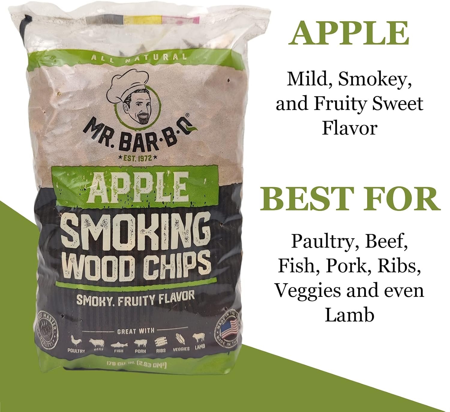 Wood Smoker Chips Bundle of 3 Flavors - Apple, Mesquite & Hickory Wood Chips by Mr. Bar-B-Q, Can be Used on Gas & Charcoal Grill, Variety of Flavors for Smokers, Grilling, BBQ, Camping(3 x 1.6 Lb Bag) - Image 2