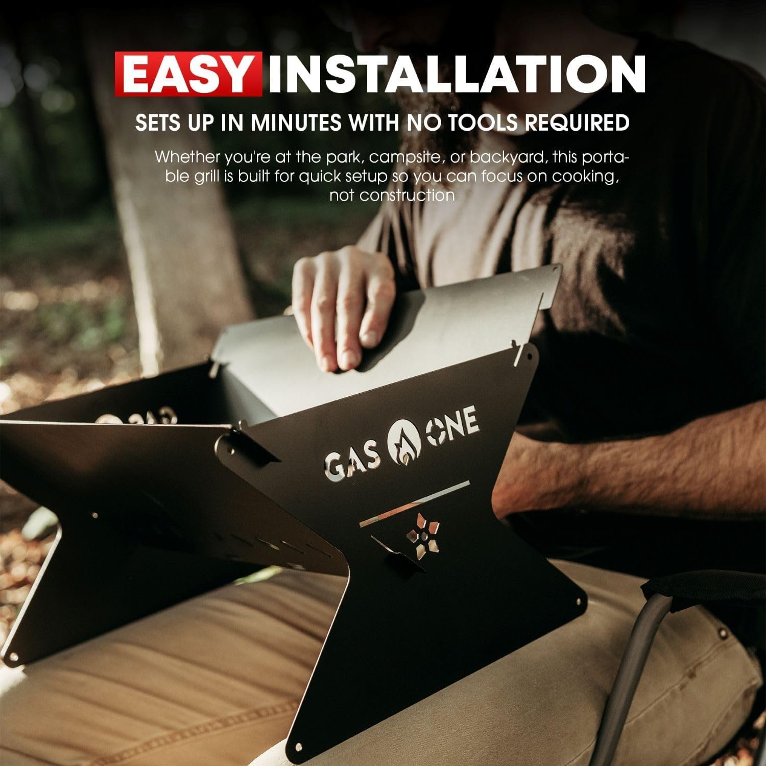 GasOne 15” Portable Charcoal Grill – Foldable BBQ Grill – Camping Grills for Backyard, Bonfire, Patio – Heavy-Duty Portable Fire Pit – Camp Cooking Gear - Image 6