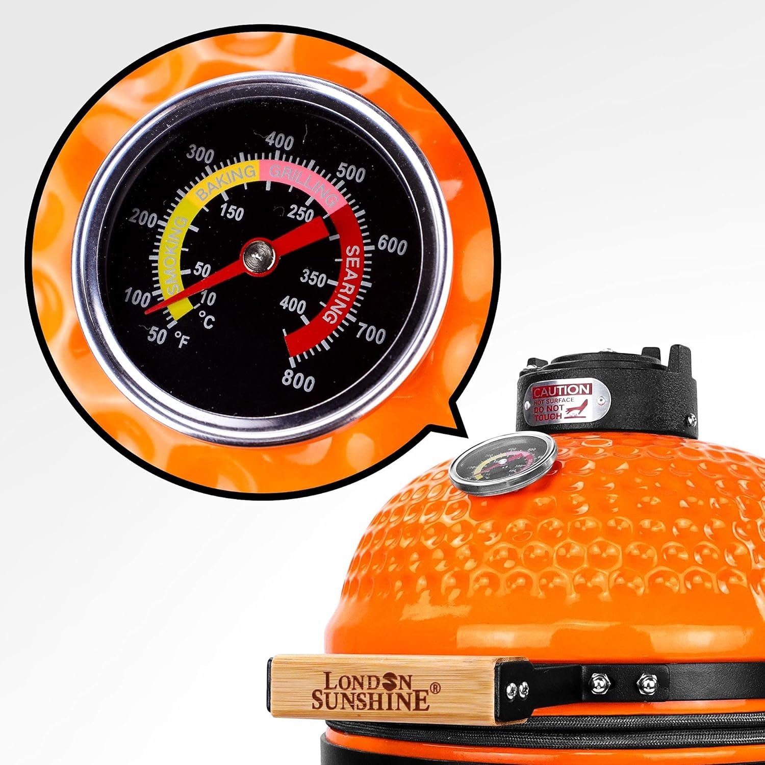 Ceramic Kamado Charcoal BBQ Grill and Smoker, Stainless Steel Grates -15" Ceramic with Tall Stand (ORANGE) - Image 5