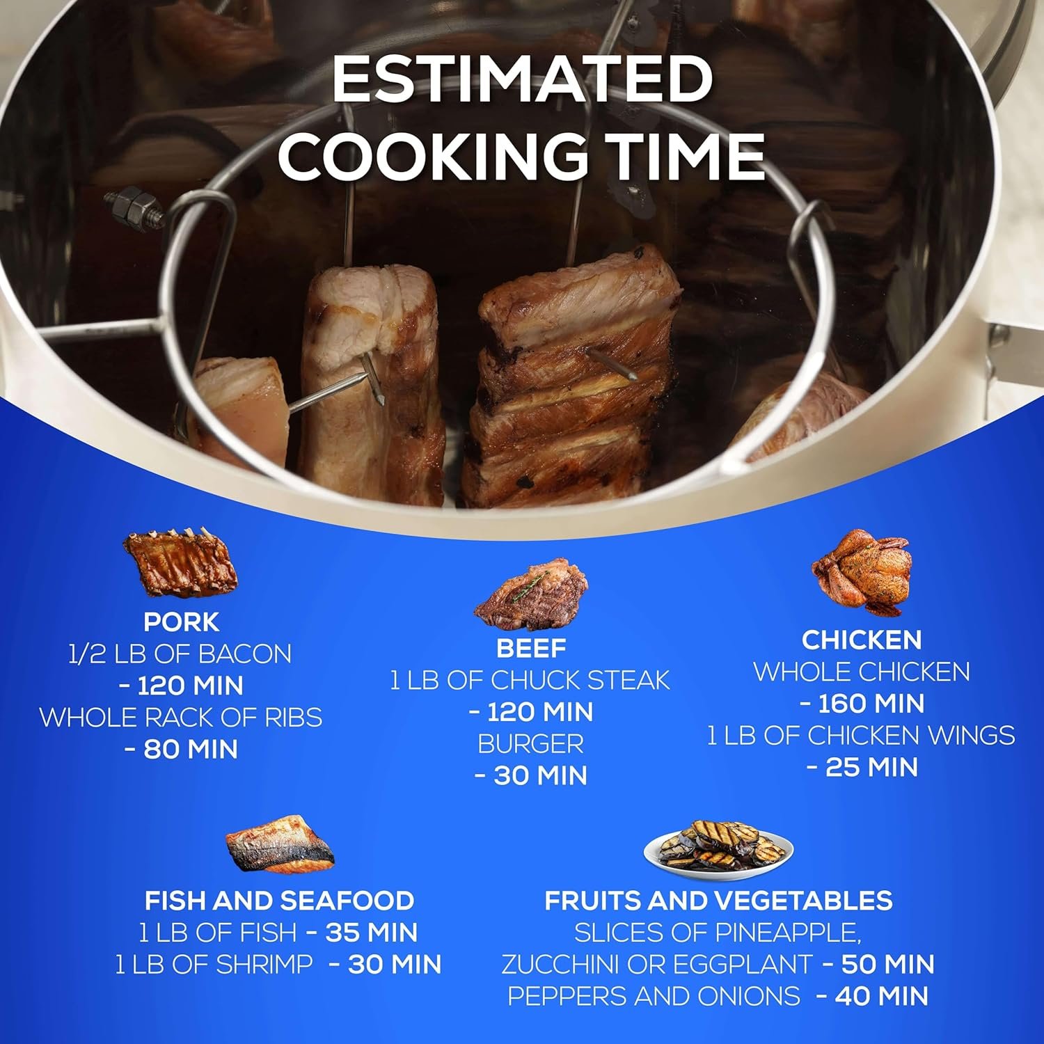 Universal (6-pound) Stainless Steel (Small) Charcoal Barrel Smoker with Thermometer & Airlock system - 16.5"x 21.18" x ⌀11.81", 2 in 1 Vertical Smoker - Grill and Smoker, 6-serving Slow Cooking Smoker - Image 7