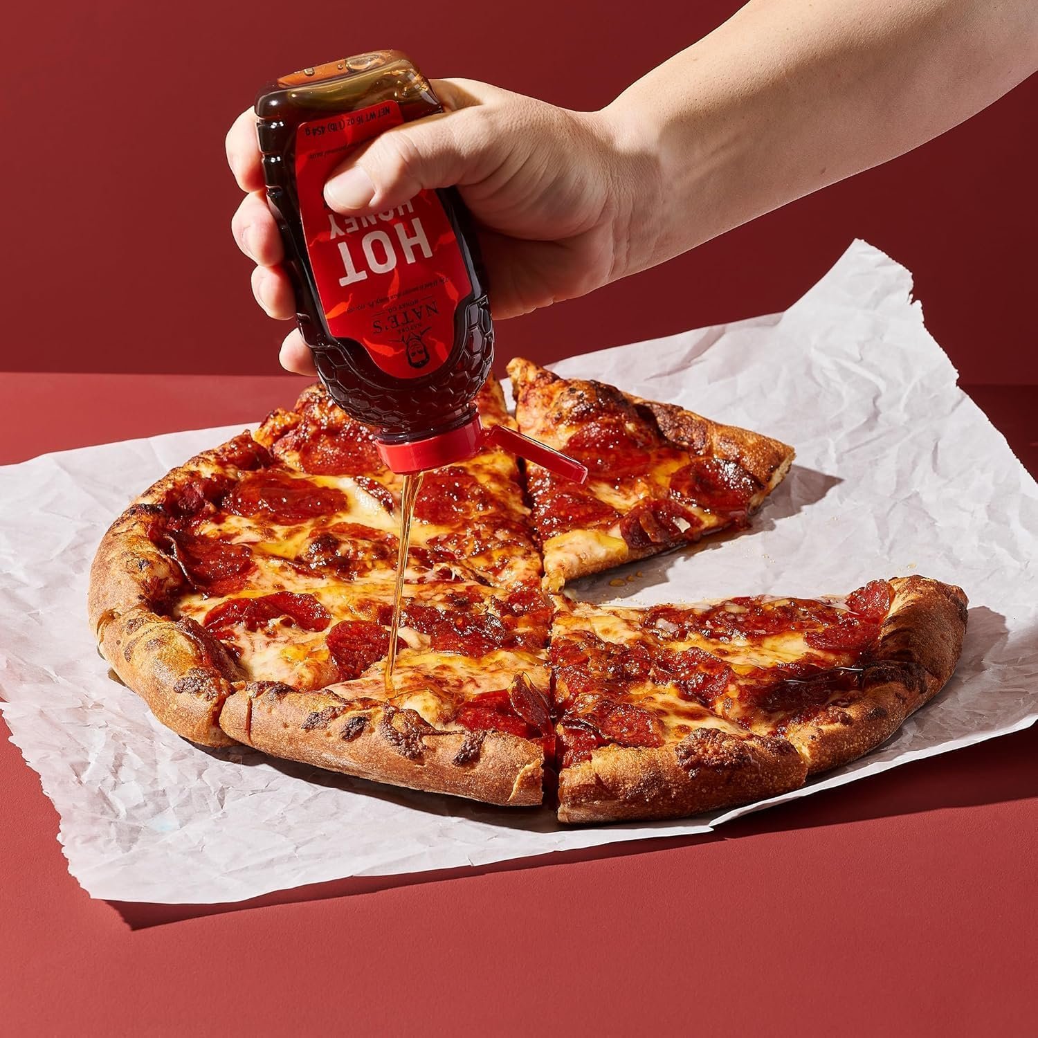 Nate's Hot Honey - 100% Pure Honey Infused with Habanero Chili Pepper Flakes, Award-winning Taste - 16 oz Squeeze Bottle - Image 3