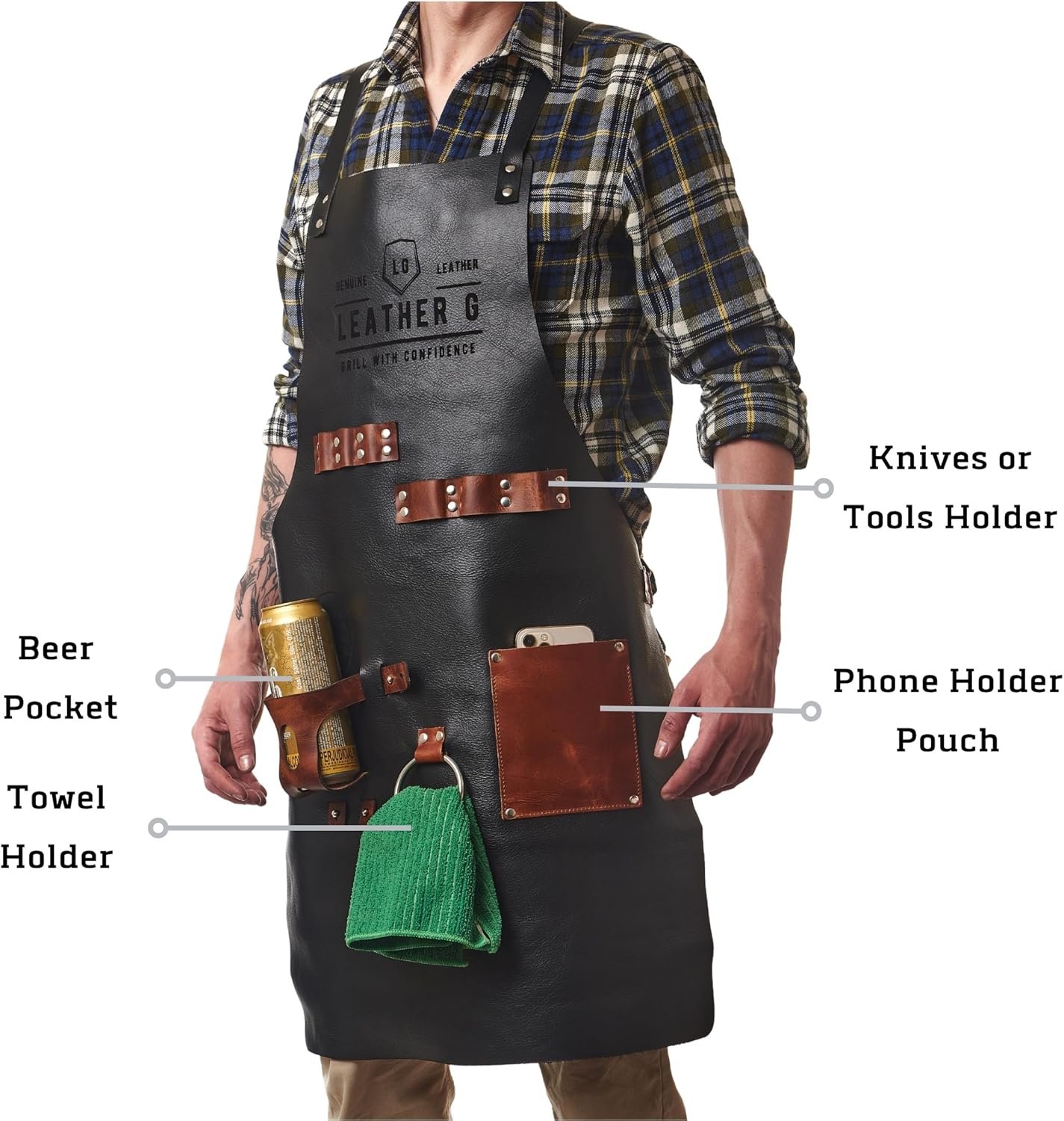Leather Apron for Men: Grill, BBQ, Pitmaster, Chef, Bartender - Handcrafted Leather Apron – Durable and Stylish - Image 2