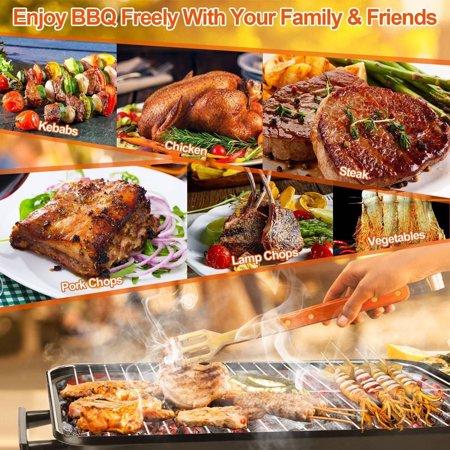 iMounTEK Portable Charcoal Grill Outdoor Tabletop Grill Small Barbecue Smoker Folding BBQ Grill with Lid for Backyard Camping Picnics Beach for Outdoor Cooking Camping Picnics Garden Grilling/Red - Image 5