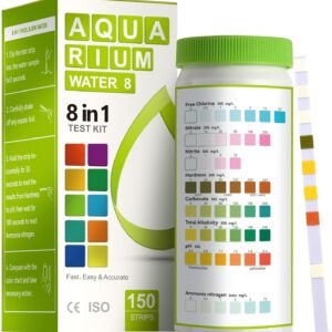 AAwipes 8-in-1 Aquarium Test Kit (150 Strips) for Freshwater & Saltwater – Quick & Accurate Water Testing for Aquariums & Ponds. Tests Free Chlorine, Hardness, pH, Ammonia Nitrogen, etc. (K02-150)