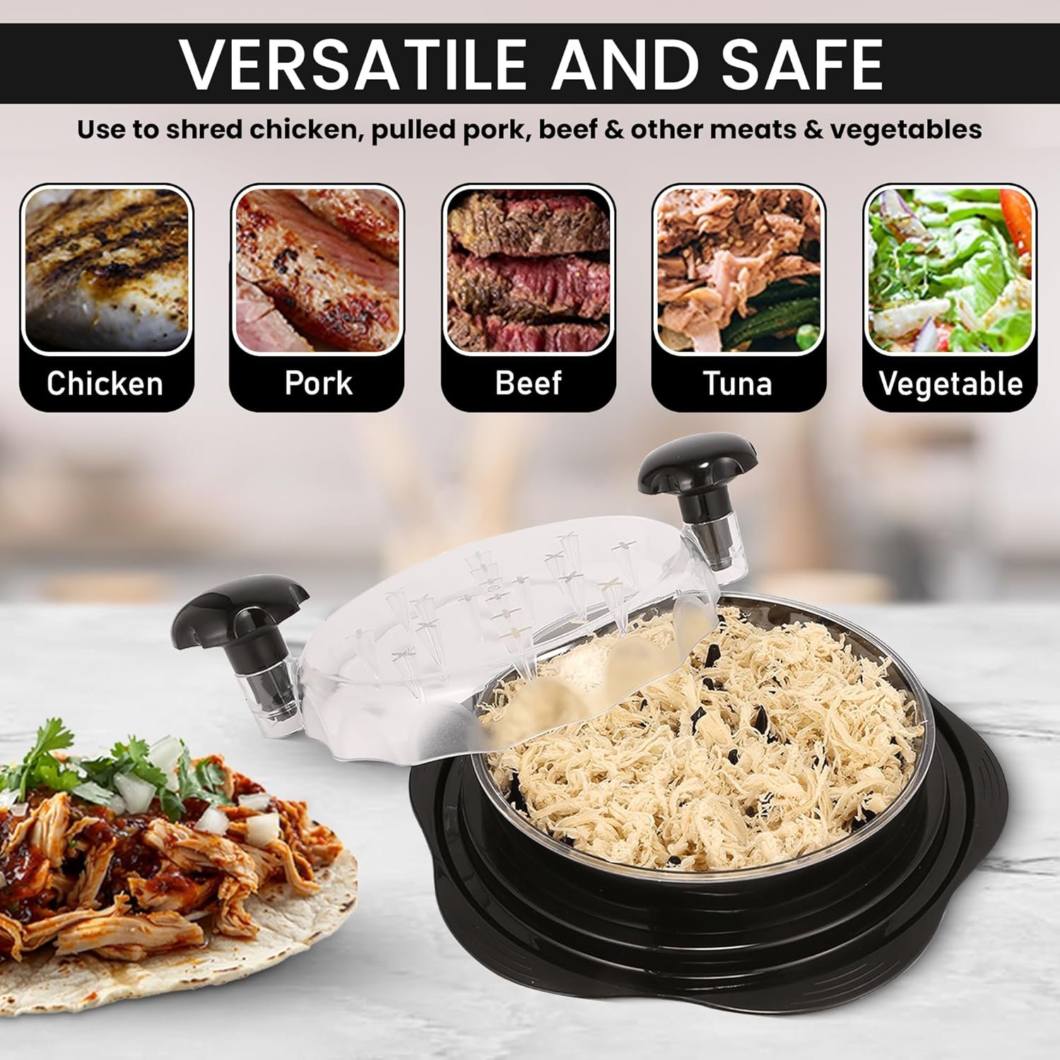 Chicken Shredder Tool Twist – Large Chicken Breast Shredder & Grinder with Meat Tenderizer & Cleaning Brush – BPA-Free, Ergonomic Design for Shredded Chicken, Pulled Pork, Beef & More - Image 4