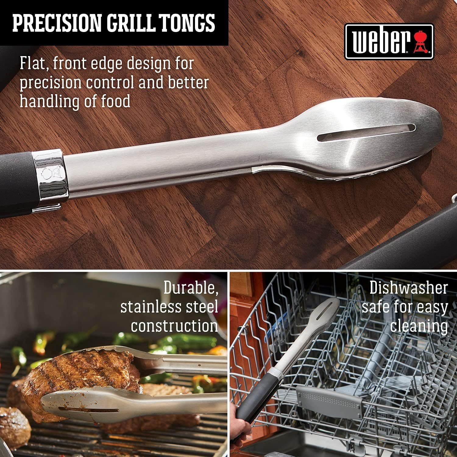 Weber Precision Grill Tongs, 18 inch, Stainless Steel - Image 5
