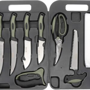 Old Timer Outdoor Kit and Lightweight Field Dressing Kit with Bone Saw, Game Shears, Knife Sharpener, Knives, Gut Hook, and Travel Case for Hunting, Field Dressing, Skinning, Camping, and Outdoors