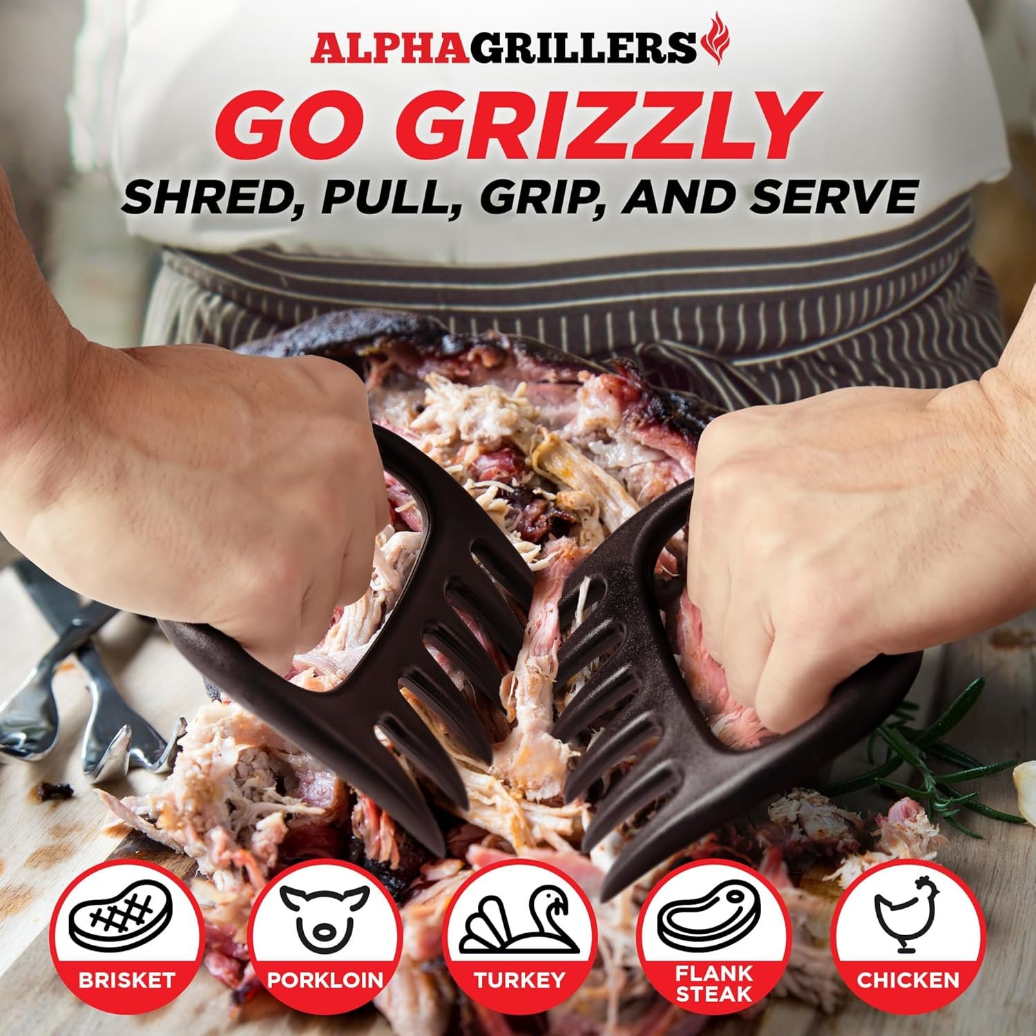 Alpha Grillers Meat Shredder Claws - Grilling Accessories Gifts for Men Dad Him Husband Son Boyfriend Birthday - BBQ Accessories Grill Puller for Cooking Shredding Barbecue Smoker Pulled Pork Chicken - Image 2