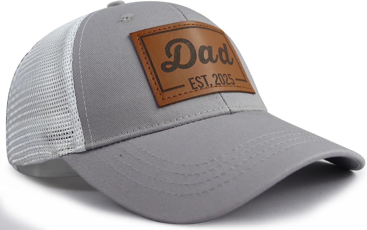 Goyklrb Funny Dad Est 2025 Trucker Hat for Men, Adjustable Leather New Daddy Gifts Baseball Cap - Image 3