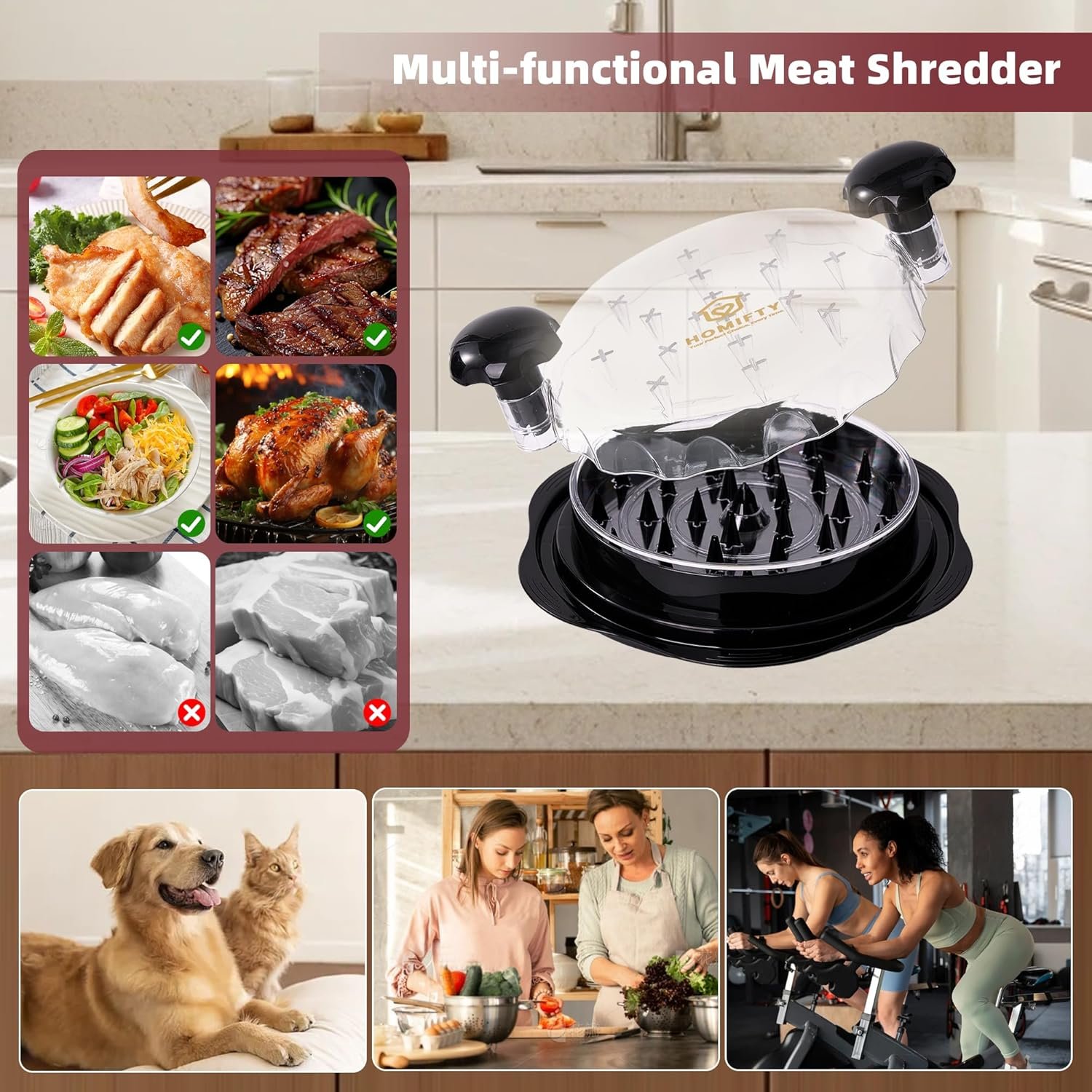 Chicken Shredder Tool, Large 10.6 Inch – Heavy-Duty Chicken Shredder Large for Fast Meat Shredding – Perfect for Pulled Chicken & Pork – Easy Grip, Non-Slip Base, BPA-Free, Dishwasher Safe - Image 2