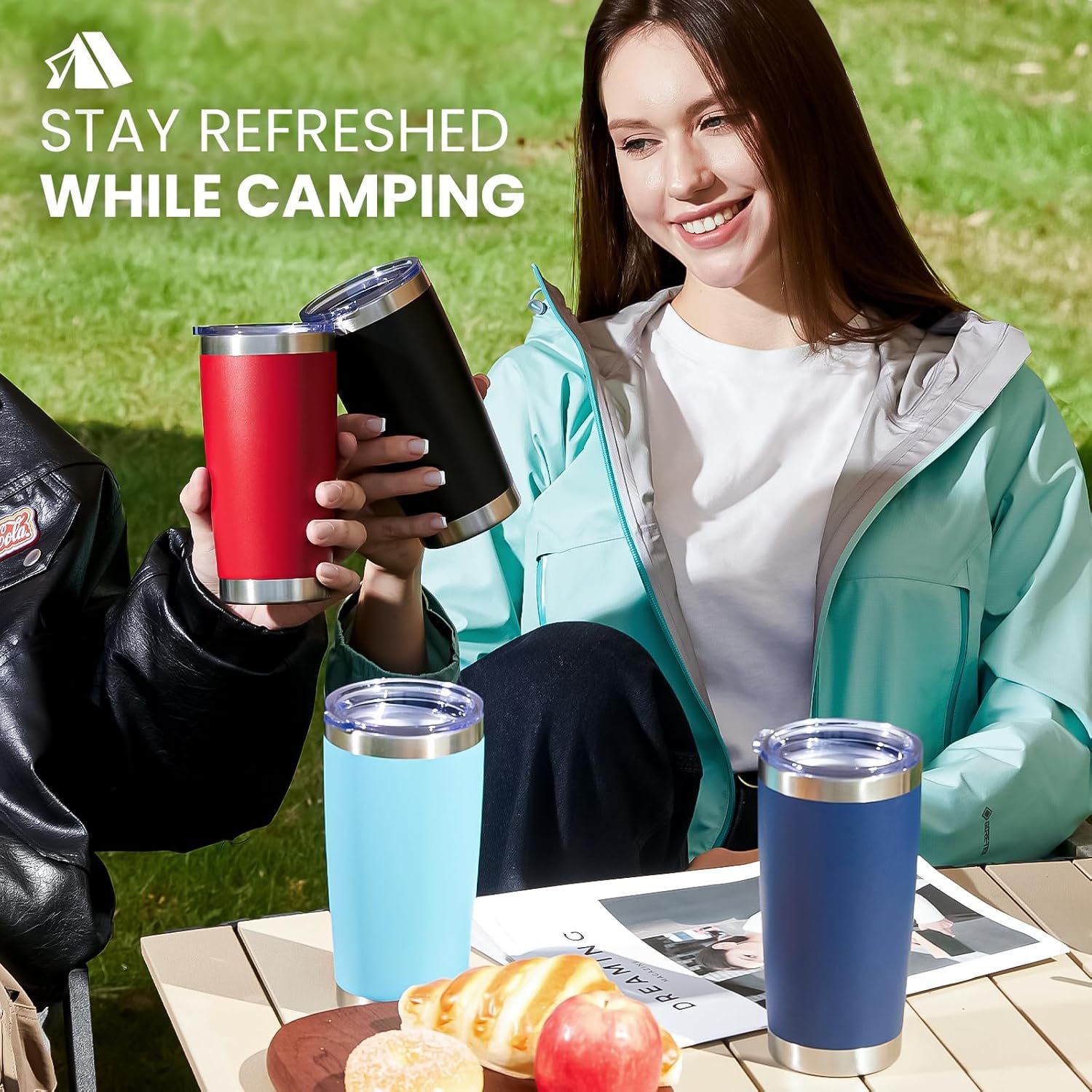 MEWAY 20oz Tumbler 8 Pack Double Wall Vacuum Insulated Travel Mug Bulk, Stainless Steel Tumblers with Lid and Straw, Durable Powder Coated Coffee Cups for Cold & Hot Drinks (Black, 8) - Image 5