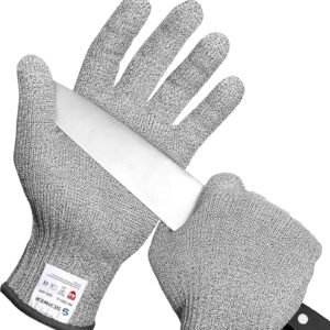 Schwer SlicePro ANSI A9 Cut Resistant Gloves, Food Grade Reliable Cutting Glove, Mandoline Gloves for Kitchen Meat Cutting, Oyster Shucking, Fish Fillet Processing, Non-PFAS, PR1501-G, L