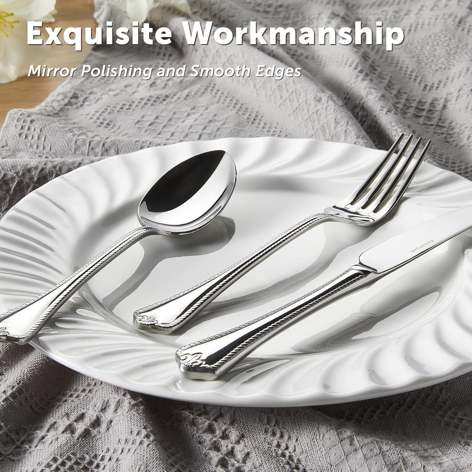 KINGSTONE Silverware Set, 30-piece 18/10 Stainless Steel Flatware Set Cutlery Set for 6, for Kitchen, Home, Wedding, Party, Mirror Polished and Dishwasher Safe, Featured Gifts - Image 3