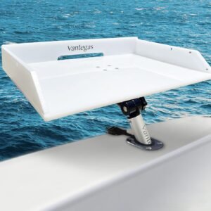 Boat Cutting Board Bait Table Filet Board For Fish Cleaning Station White Fishing Fillet Table, In Single Rod Holder With Plier Storage and Knife Slot, Marine Accessories For Boats Grill