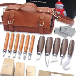 Wood Carving Kit for Beginners Whittling Kit for Kids and Adults 26 Pcs Wood Carving Tools with PU Leather Storage Bag Whittling Knives 3 Sizes Basswood Carving Blocks Christmas Halloween Gifts