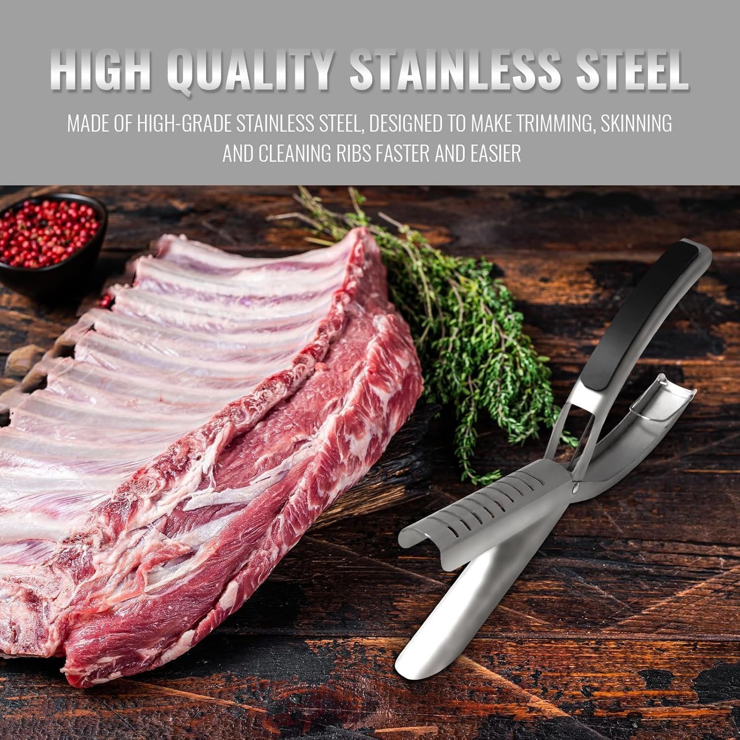 Rib Prep Tool,Rib Membrane Remover Tool,Stainless Steel Rib Membrane Remover Tool,Ergonomic Design for Effortless BBQ Rib Preparation(B-1) - Image 3