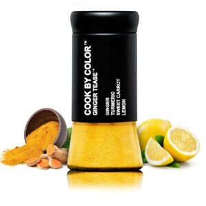 Cook by Color, Seasonings and Spices for Cooking, Beef, Chicken, Seafood and Egg, All Natural Seasoning, Keto and Vegan, No Sodium, Ginger, Tumeric, Lemon, Ginger Tease Flavor, 2oz Glass Bottle