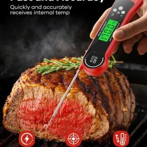 Meat Thermometer Digital, Instant Read Thermometer with Backlight, Calibration & Hold Function, Waterproof Food Thermometer for Kitchen and Outside, BBQ, Turkey, Candy, Liquids, Beef