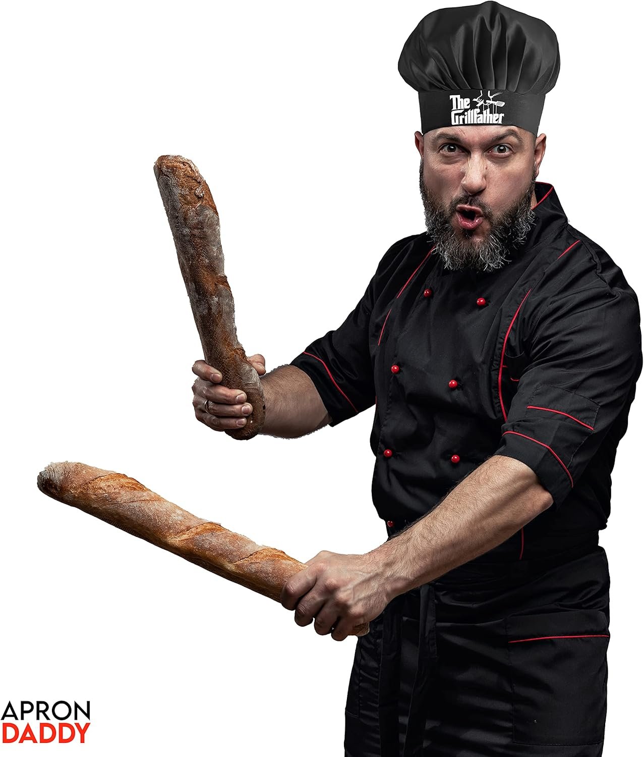 Chef Hat for Men - The Grillfather - Adjustable Funny Kitchen Cooking Hat for Dad Black - Image 4