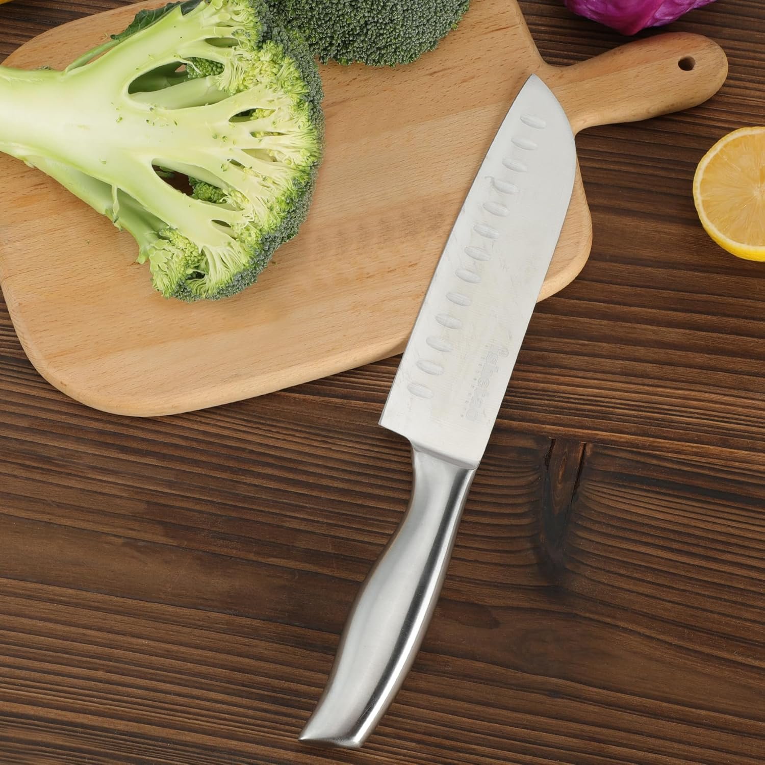 Knife Sets for Kitchen with Block, 15 Piece Kitchen Knife Set, Ultra Sharp Chef Knife Set for Kitchen, High Carbon Stainless Steel Knife Block Set with Sharpener, Silver - Image 4